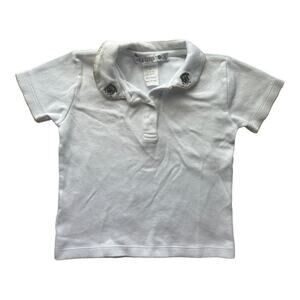 Sara Lynn Togs Cotton White Polo Tiger Emblemed Short Sleeve White Polo - 3T